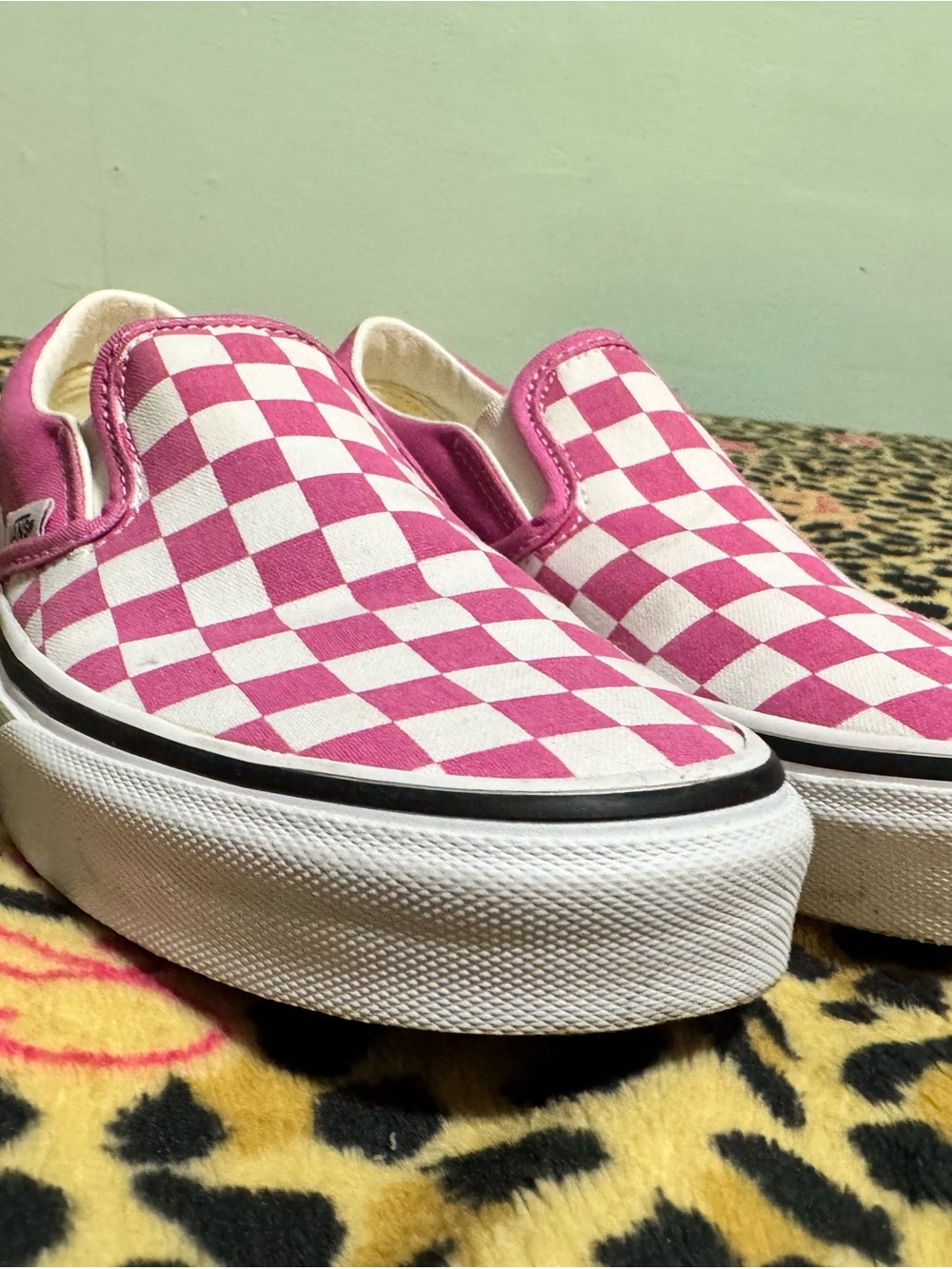 Vans Pink and White Checkerboard Slip-On Sneakers - Picture 2 of 5